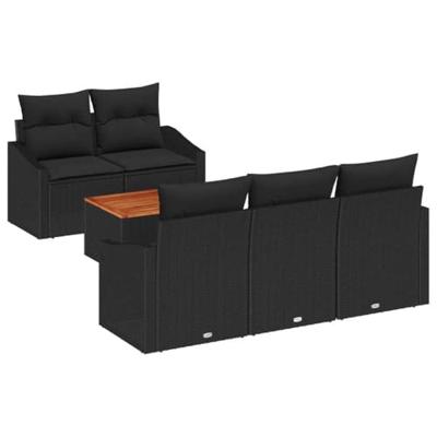Tuinbankenset met opslag 6 pcs Zwart poly rattan