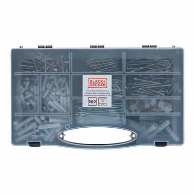 Set van schroeven, pluggen en spijkers Black & Decker 560 Onderdelen