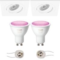 Philips Hue LED Spot Set GU10 - Vierkant Mat Wit - Kantelbaar - Bluetooth - thumbnail