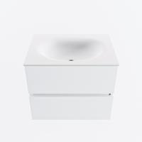 MONDIAZ VICA 60cm badmeubel onderkast Talc 2 lades. Wastafel MOON midden zonder kraangat, kleur Talc. - thumbnail