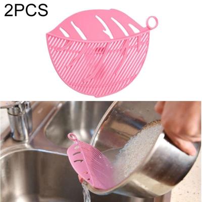 2 stuks blad vormige rijst Wash gadget noedels bonen Colanders Strainers Cleaning Tool grootte: 10.5 x 14.5 cm (roze)