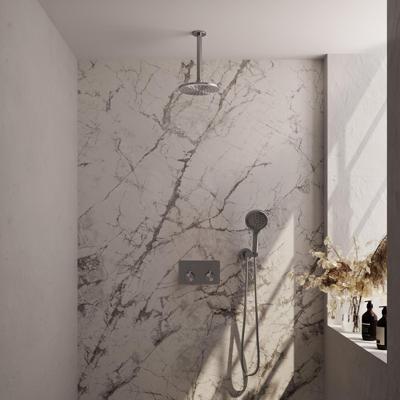 Brauer Brushed Edition Thermostatische Regendoucheset Inbouw - Hoofddouche 20 cm - Met Drukknoppen - Handdouche 3 Standen - Doucheslang - Wandaansluitbocht - Rvs