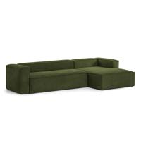 Kave Home Loungebank 'Blok' Rib, Rechts 330cm, kleur Donkergroen - thumbnail