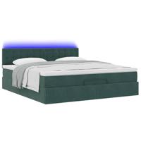 Ottoman bed met matras en LED's 160x200cm fluweel donkergroen - thumbnail