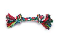 Flossytouw gekleurd met 2 knopen hondenspeelgoed - 50 gram - thumbnail