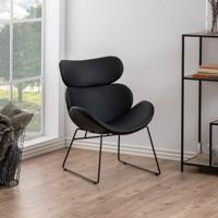 Bendt Fauteuil 'Ida' zwart onderstel, PU zwart - thumbnail