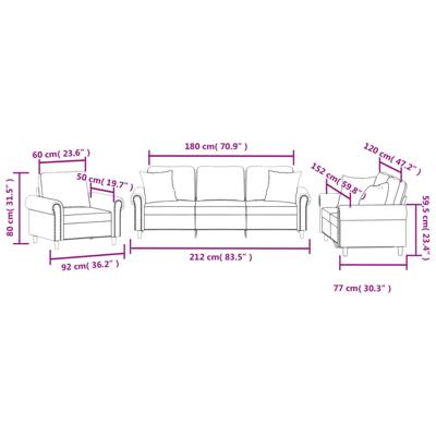 3-delige Loungeset met kussens fluweel geel - thumbnail