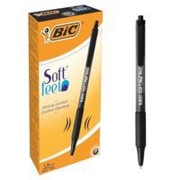 12x Bic Soft Feel balpen zwart medium - thumbnail
