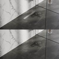 Douchegoot Brauer Zero RVS Inclusief Vloerflens 60x7 cm Tegelinlegrooster Omkeerbaar - thumbnail