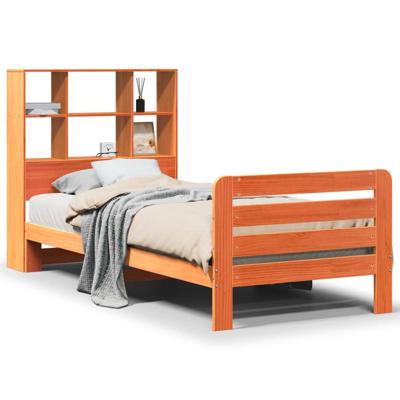 Bed met matras massief grenenhout wasbruin 140x190 cm