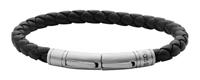 Fossil JF04089040 Armband Vintage Casual leder-staal zwart - thumbnail