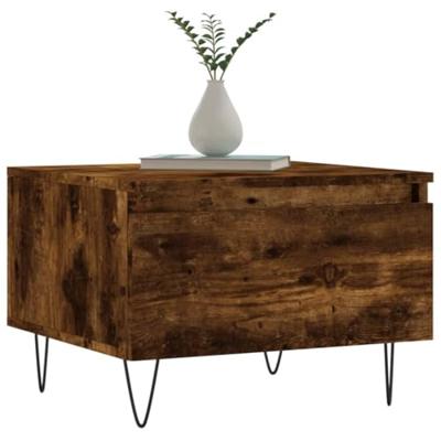 Salontafels 2 st 50x46x35 cm bewerkt hout gerookt eikenkleurig