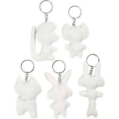 Creativ Company stoffen dieren sleutelhanger, 5st.