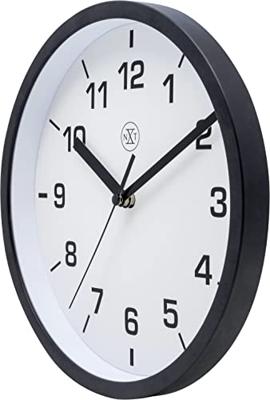 NeXtime NX-7321ZW Wandklok NXT Diameter 20cm Kunststof Zwart, Witte Wijzerplaat