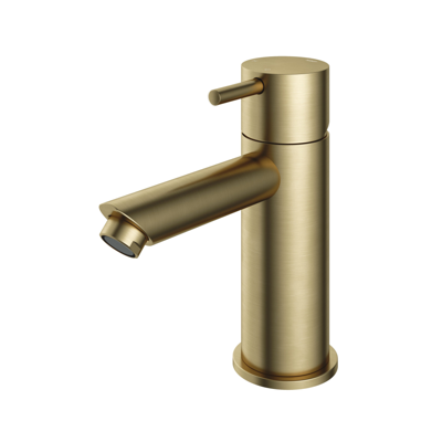 Hotbath Cobber - Wastafelmengkraan - zonder Waste - Laag - Geborsteld Messing PVD - Opbouw - Messing - V11
