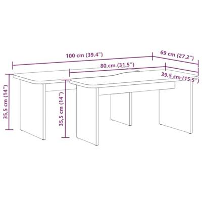 Salontafel 2 pcs Wasbruin Massief grenenhout