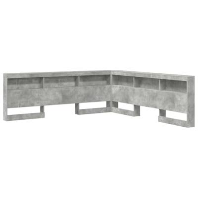 Opberghoofdbord met plank Betongrijs 200 cm Bewerkt hout