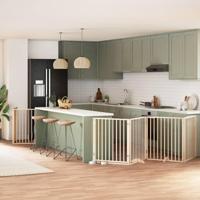 Hondenhek inklapbaar met deur 8 panelen 640 cm populierenhout - thumbnail