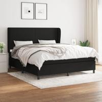 Boxspring met matras stof zwart 160x200 cm - thumbnail