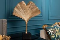 Decoratief beeld GINKGO LEAF 44cm goud handgemaakt metaal met marmeren voet - 41785 - thumbnail