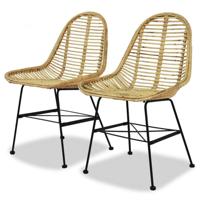 VidaXL Eetkamerstoelen 2 st natuurlijk rattan - thumbnail