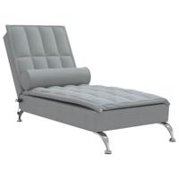 Massage chaise longue met bolster stof lichtgrijs - thumbnail