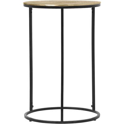 Bijzettafel - Trion Pado Hoog - Rond - 41cm - Zwart/Goud - Metaal