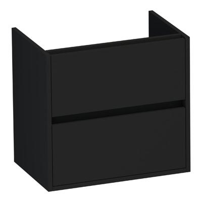 Brauer Adore - Onderkast Ondiep - 60 cm - met 2 Softclose Lades Greeploos en 1 Sifon Uitsparing - Mat Zwart