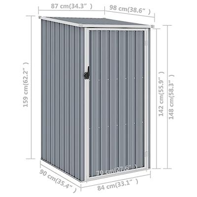 Tuinschuur 87x98x159 cm gegalvaniseerd staal grijs