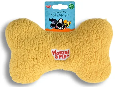 Hondenspeelgoed bot pluche+piep 30cm geel