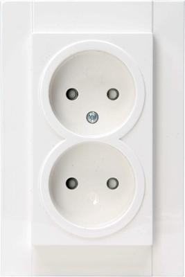 KOPP - Wandcontactdoos - Athenis HK07 - Inbouw - 1-voudig Dubbel Stopcontact - Kinderbeveiliging - Helder Glans Wit