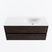 MONDIAZ VICA 110cm badmeubel onderkast Dark Brown 2 lades. Wastafel MOON rechts 1 kraangat, kleur Talc. - thumbnail