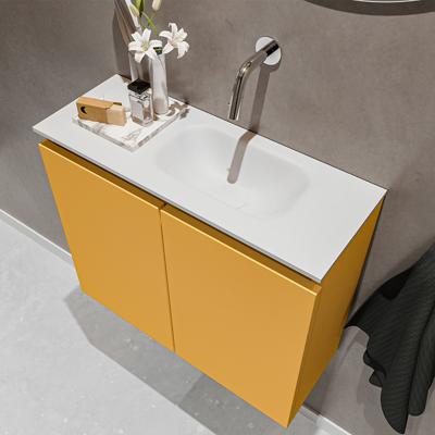MONDIAZ TURE 60cm toiletmeubel ocher. EDEN wastafel talc rechts geen kraangat