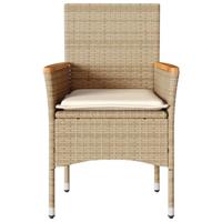 Tuinstoelen 2 st met kussens poly rattan beige - thumbnail