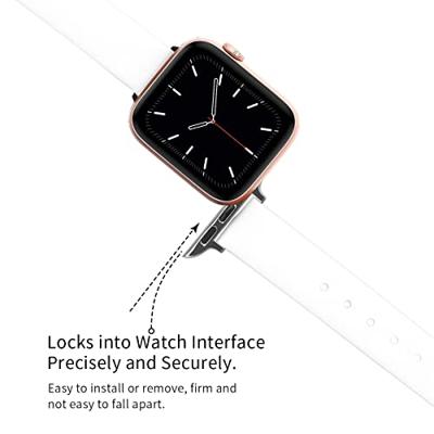 By Qubix - Leren Slim Fit bandje - Wit - Compatible met Apple Watch 44mm / 45mm / 46mm / 49mm - Compatible Apple watch bandjes
