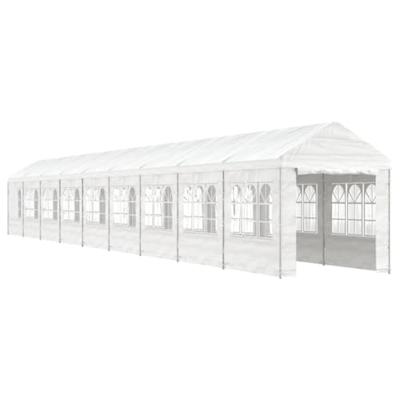 Prieel met dak 20,07x2,28x2,69 m polyetheen wit - thumbnail
