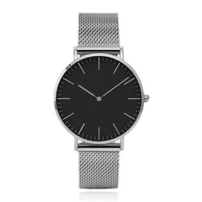 LGT JWLS Vintage Dameshorloge - Minimalistisch Quartz met Zilveren Band, Behuizing, Uuraanduiding en Wijzers, Zwarte Wijzerplaat