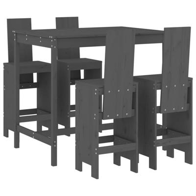 5-delige Tuinbarset massief grenenhout grijs - thumbnail
