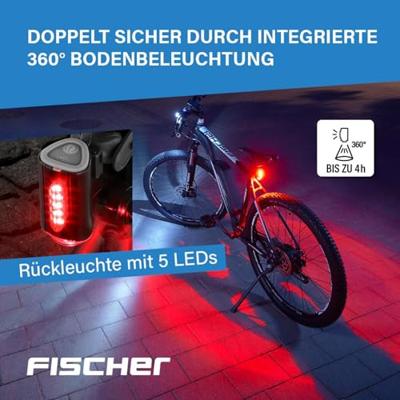 FISCHER FAHRRAD Fietsverlichtingsset LED werkt op een accu Zwart