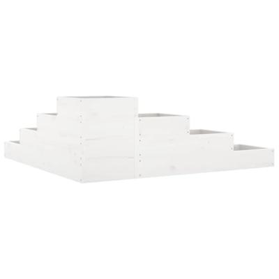 Plantenbak 4-laags 106x104,5x36 cm massief grenenhout wit - thumbnail