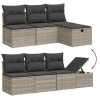 9-delige Loungeset met kussens poly rattan lichtgrijs - thumbnail