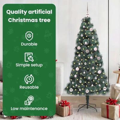 VidaXL Kunstmatige voorverlichte kerstboom met ballenset groen 150 cm