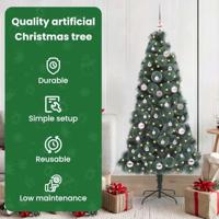 VidaXL Kunstmatige voorverlichte kerstboom met ballenset groen 150 cm - thumbnail