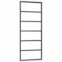 Schuifdeur met beslagset 76x205 cm ESG glas zwart - thumbnail