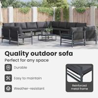 Tuinbankenset met kussen 13 pcs Zwart Staal - thumbnail