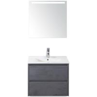 Dante Badmeubelset 60 cm - Beton Antraciet - Keramische Wastafel Wit Enjoy met Sence Spiegel - thumbnail