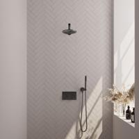 Gunmetal Edition thermostatische inbouw regendouche SET 49 - 20 cm douchekop en handdouche - thumbnail