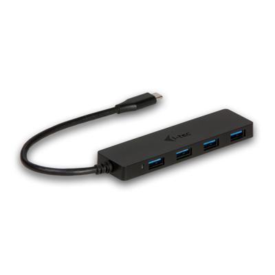 USB-C HUB I-TEC met 4 USB 3.0-poorten met geïntegreerde kabel 20 cm