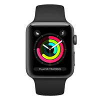 Refurbished Watch Series 3 42mm Aluminium Spacegrijs met Zwarte sportband GPS Zichtbaar gebruikt - thumbnail