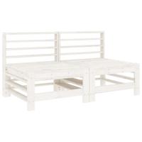 4-delige Loungeset massief grenenhout wit - thumbnail
